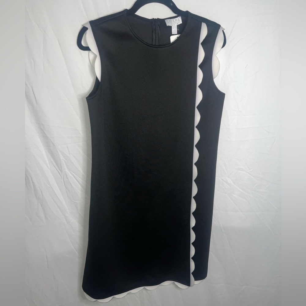 SCAPA Lauren Perre Black Scalloped-Trim Dress